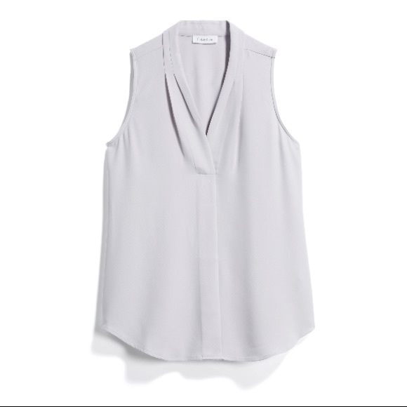 Calvin Klein Tops - Calvin Klein Light Gray V Neck Blouse Size L